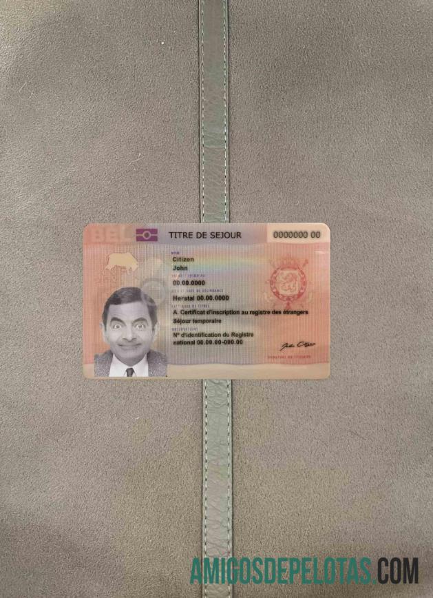 Belgium Permanent Residence Card olhar de foto frente modelo